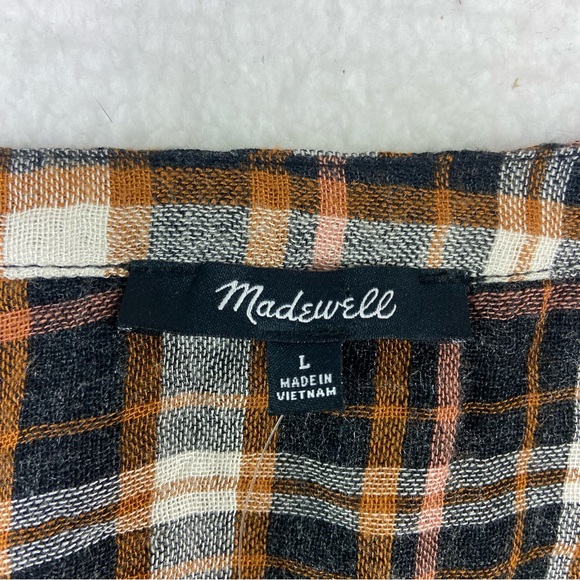 Madewell Plaid Gauze Double-Tie Wrap Top. NWT. Size large - Picture 5 of 16